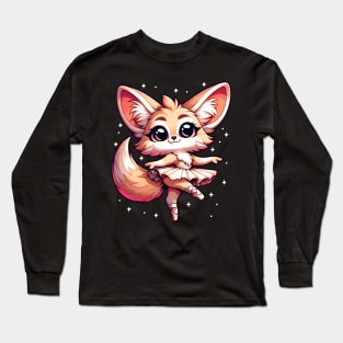 Kawaii Fennec Fox as Ballet Dancer Ballerina Long Sleeve T-Shirt